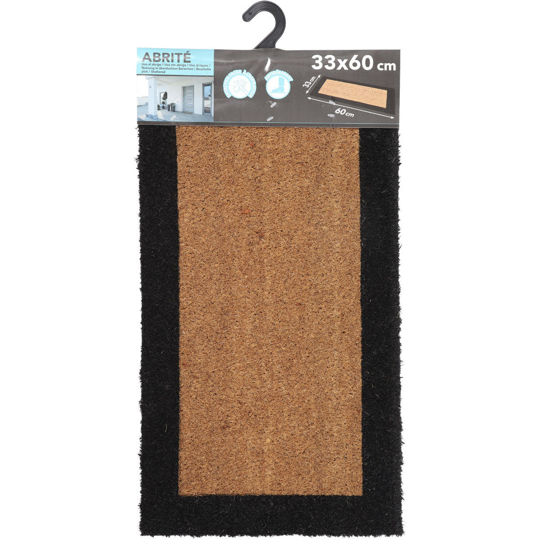 Preș Intrare Exterior Adăpostit Bicolor 33X60CM Coco/Pvc - Natural/Negru