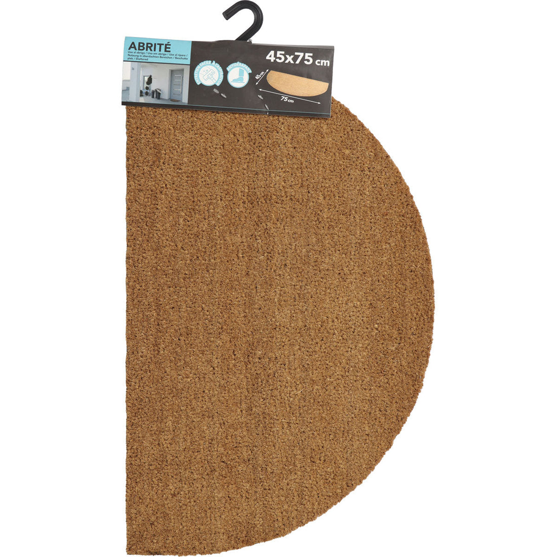 Preș Intrare Exterior Adăpostit Plain Half-Moon 45X75CM Coco - Natural