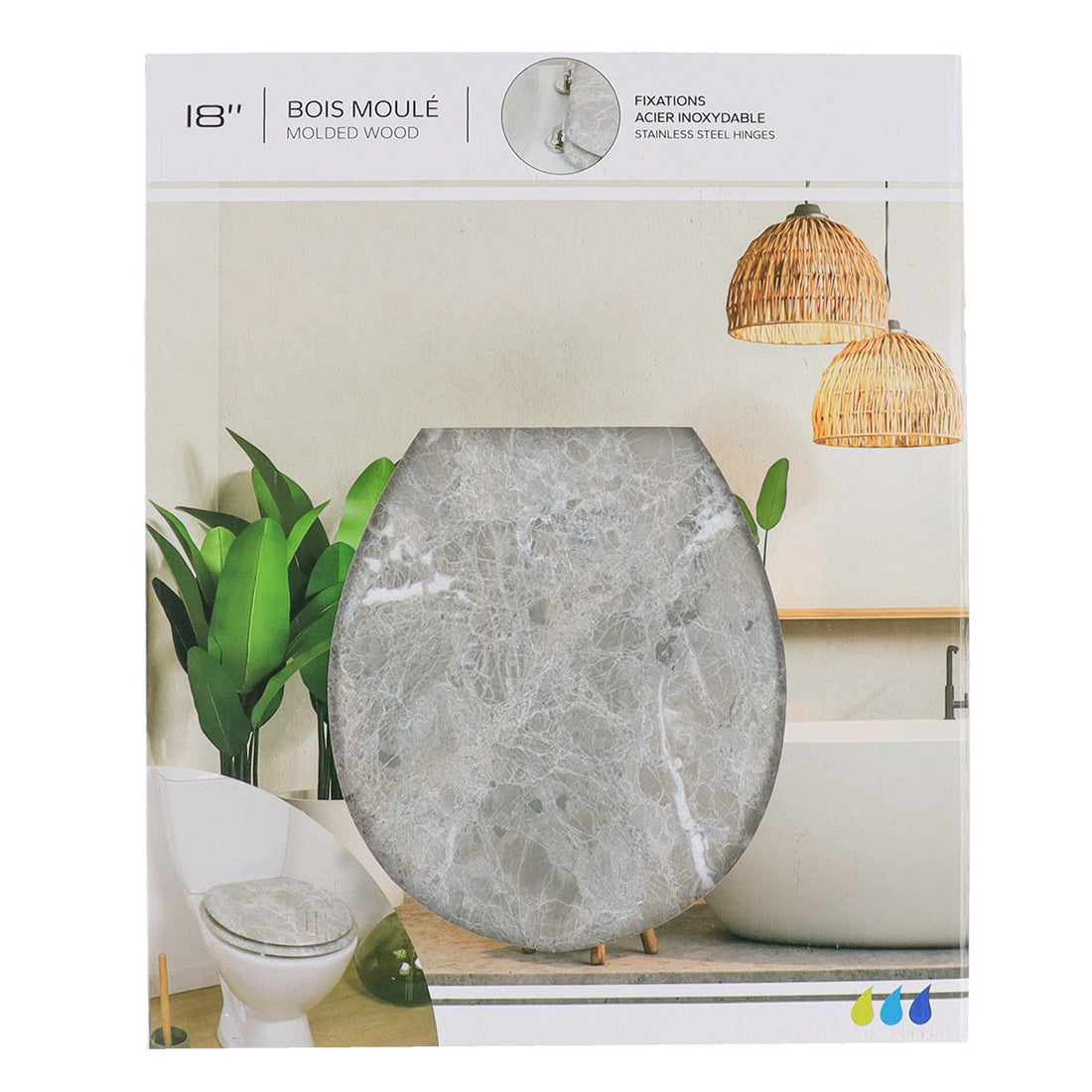 Capac de Toaletă cu Balamale din Oțel Inoxidabil - Marble Effect