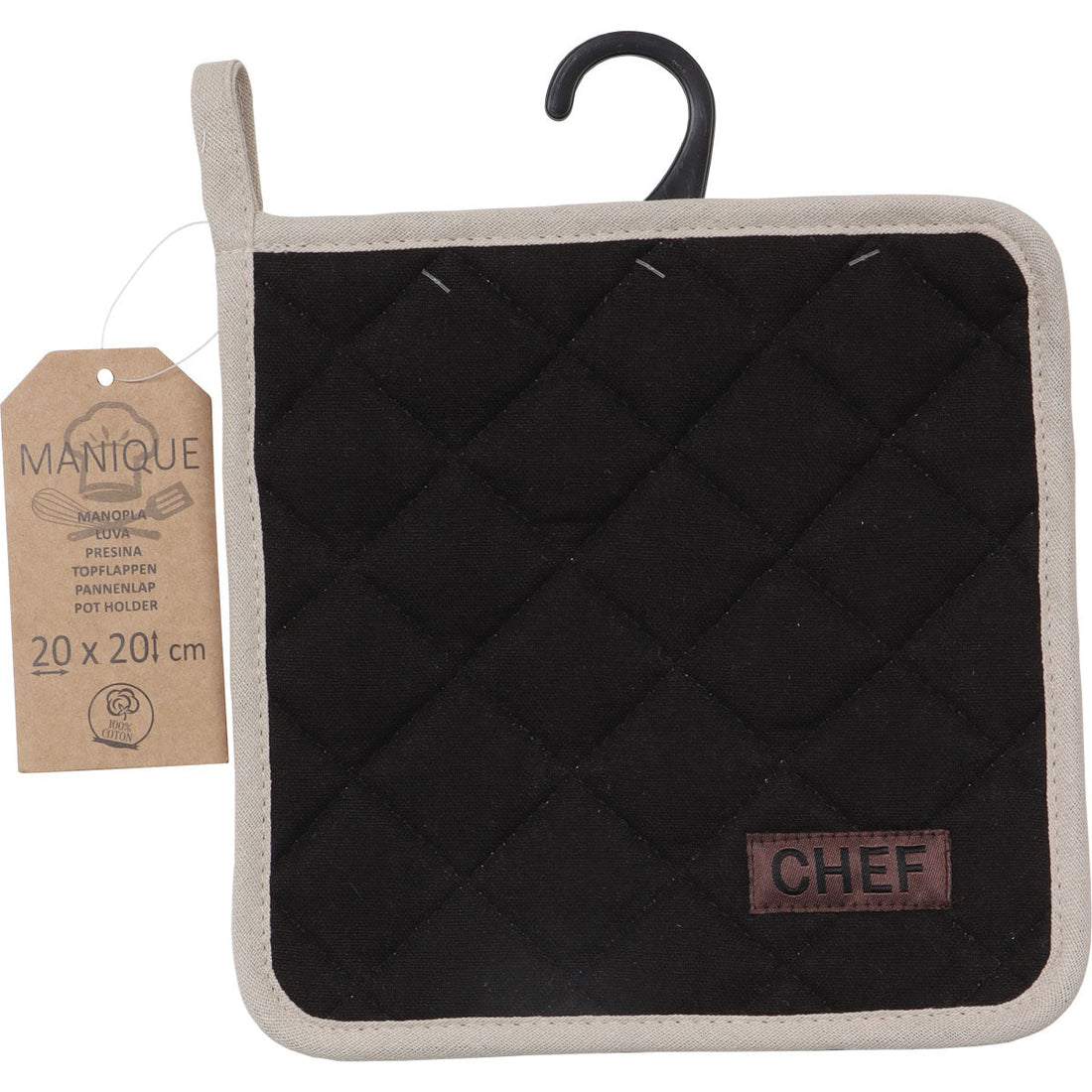 Suport pentru oale chef 20x20cm bumbac - Negru