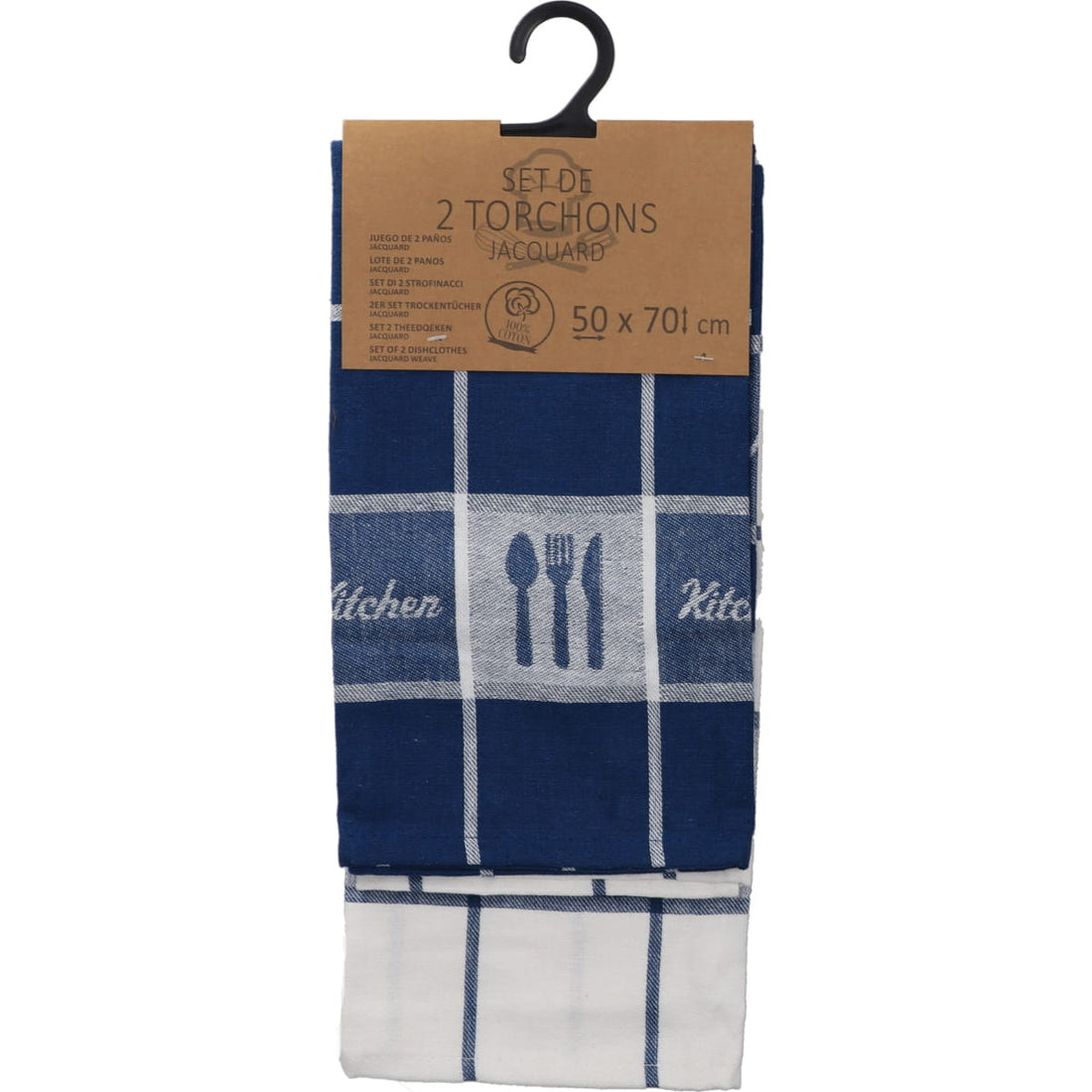 Set de 2 prosoape de bucătărie Paul 50x70cm bumbac - Alb/Albastru