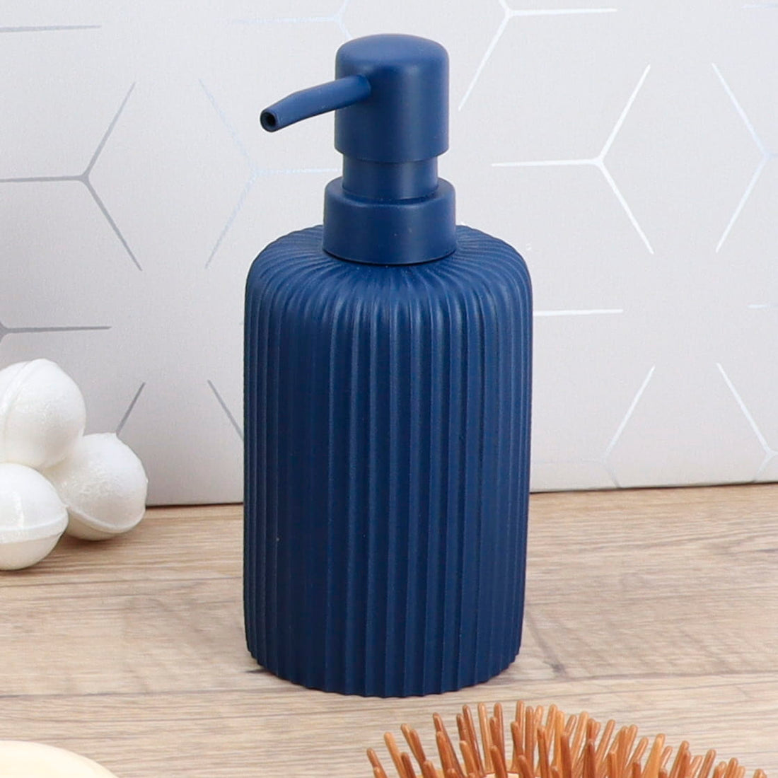 Dispenser Săpun din Polirășină cu Dungi 230 ml - Navy Blue