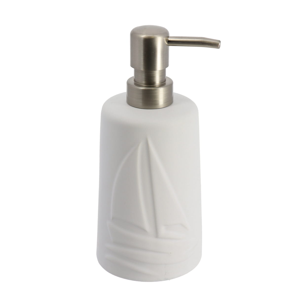 Dispenser pentru Săpun din Ceramică Decor cu Tematică Nautică 430 ml - Alb