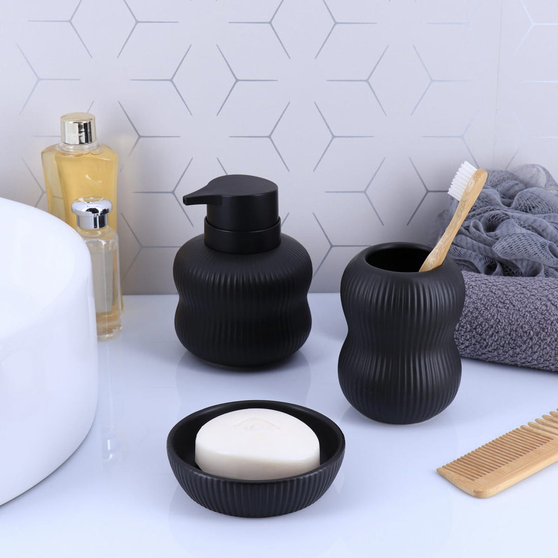 Pahar Rotund Bicolor din Ceramică - Negru