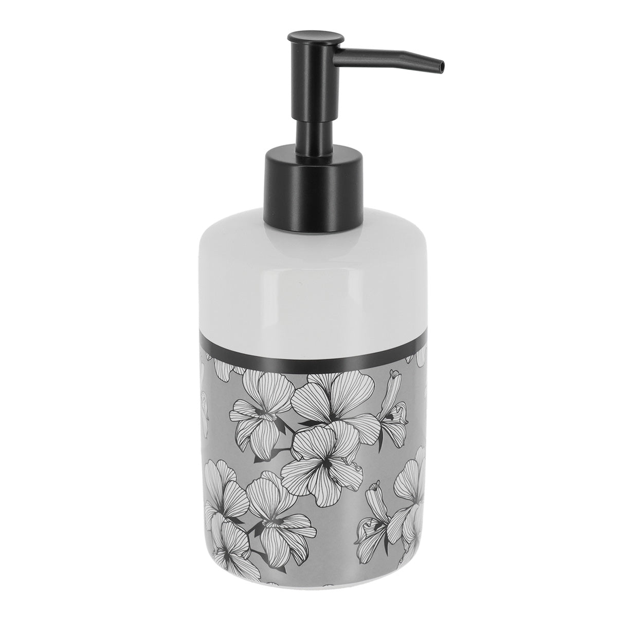 Dozator De Săpun Rotund Și Imprimat Din Dolomit 320 Ml - Grey Ecrin