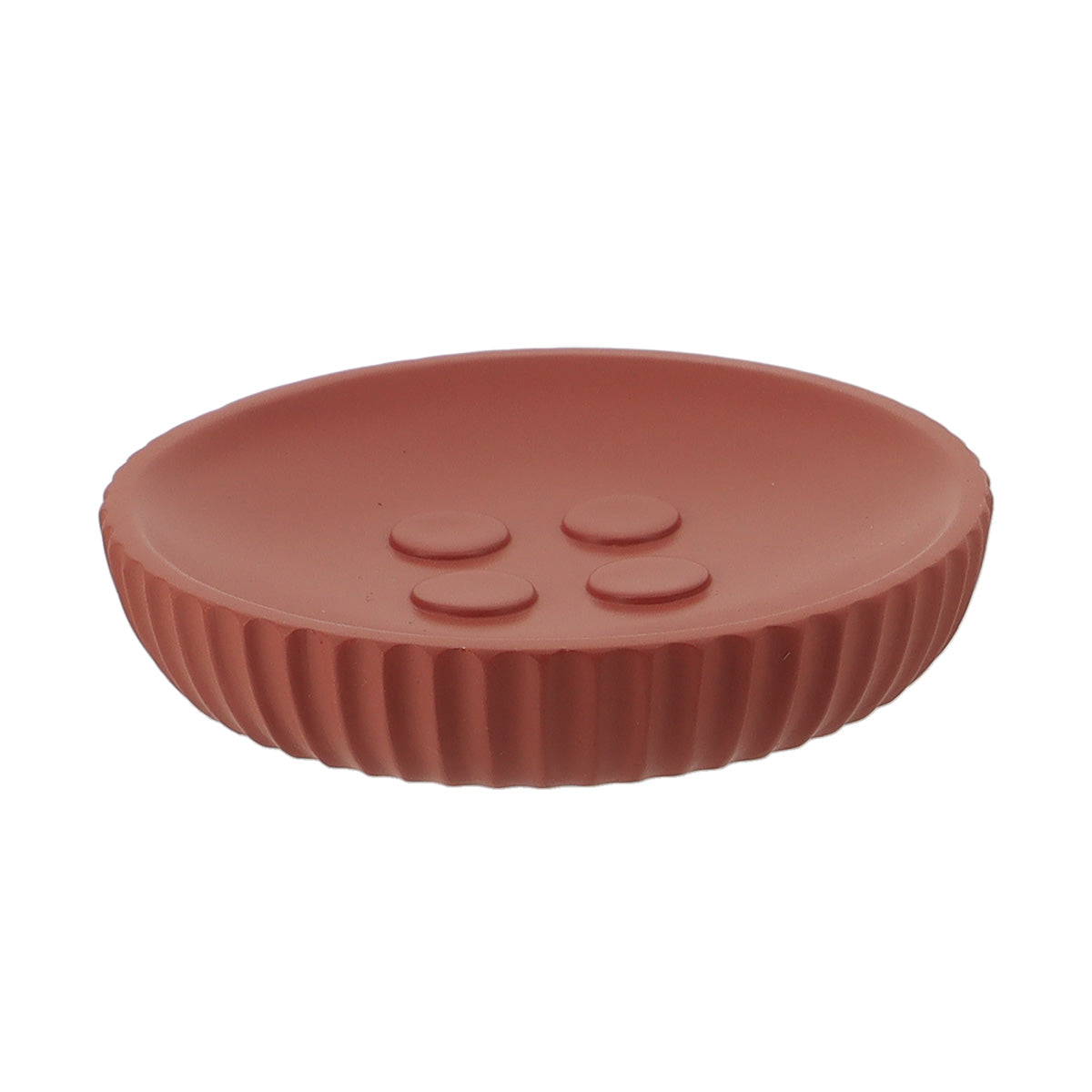 Savonieră Rotundă din Polirășină cu Dungi - Terracotta