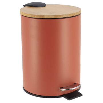 Coș De Gunoi Metalic Cu Închidere Lentă 3L - Terracotta/Bambus