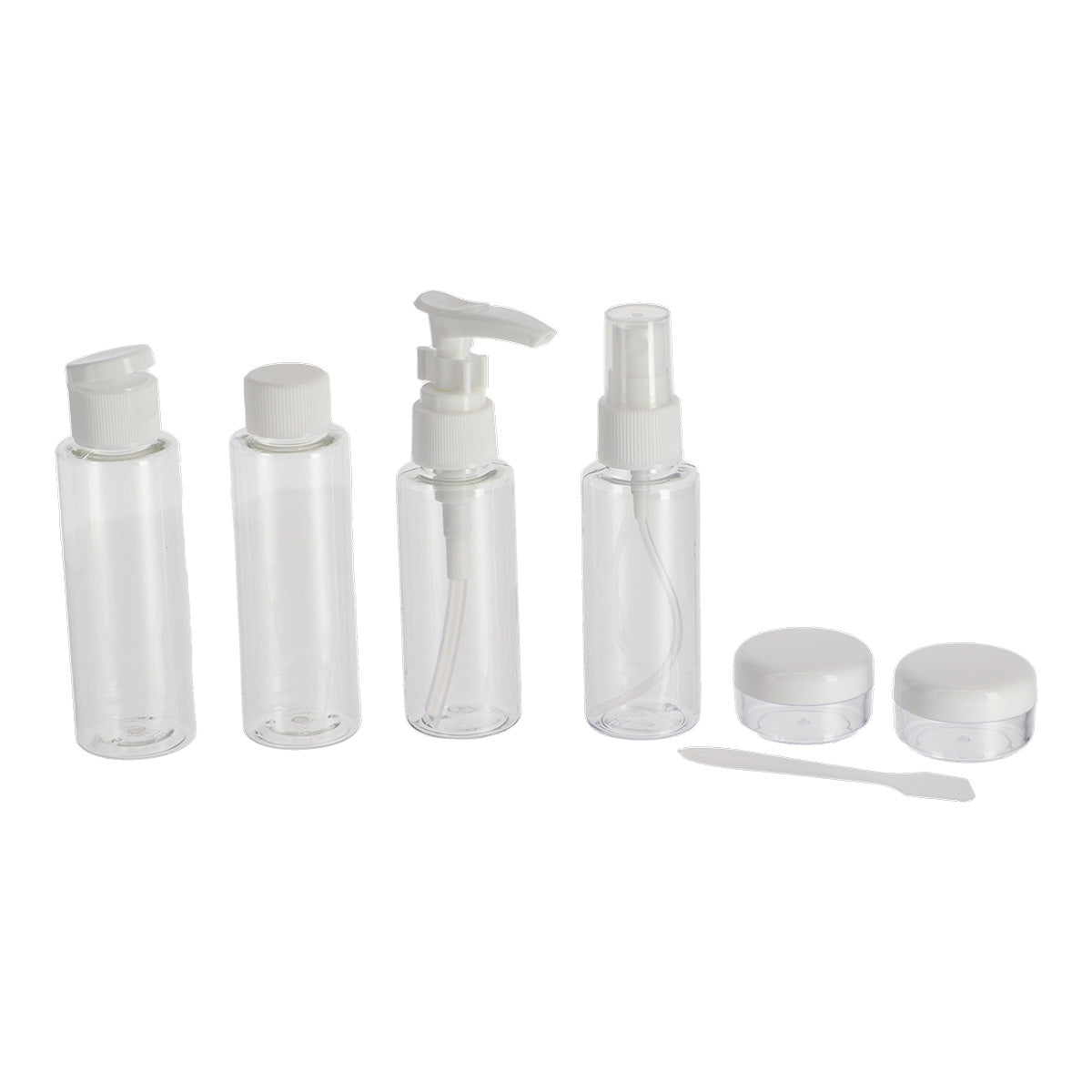 Set de Călătorie din PVC cu 6 Recipiente Goale - Transparent/Alb