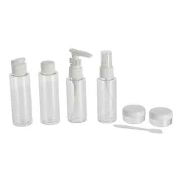 Set de Călătorie din PVC cu 6 Recipiente Goale - Transparent/Alb