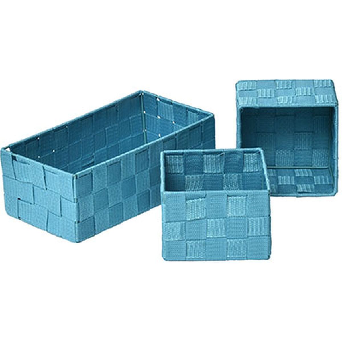 Set de 3 Coșuri din Poliester - Turquoise