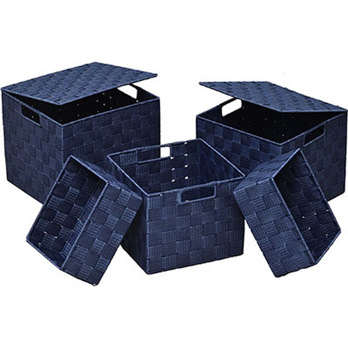 Set de 5 Coșuri de Depozitare Pătrate din Poliester - Navy Blue