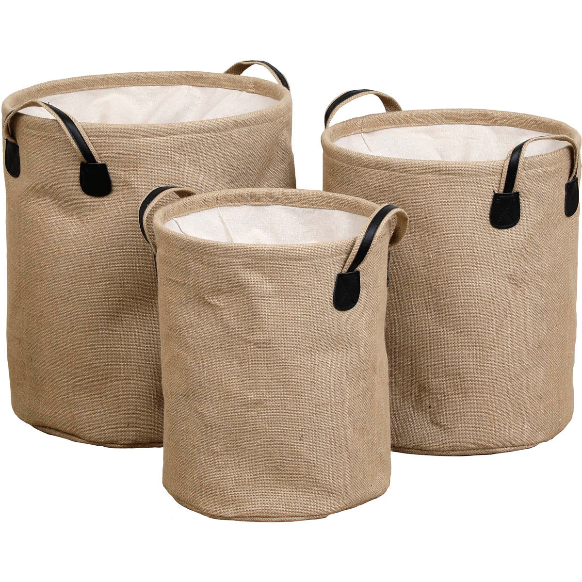 Set de 3 Coșuri Pentru Rufe din Jute - Natural