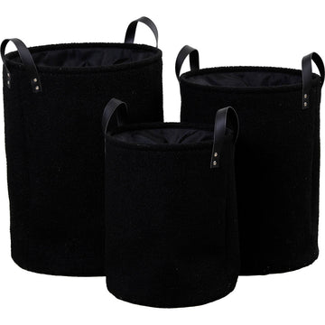 Set de 3 Coșuri Pentru Rufe Teddy Flush - Negru