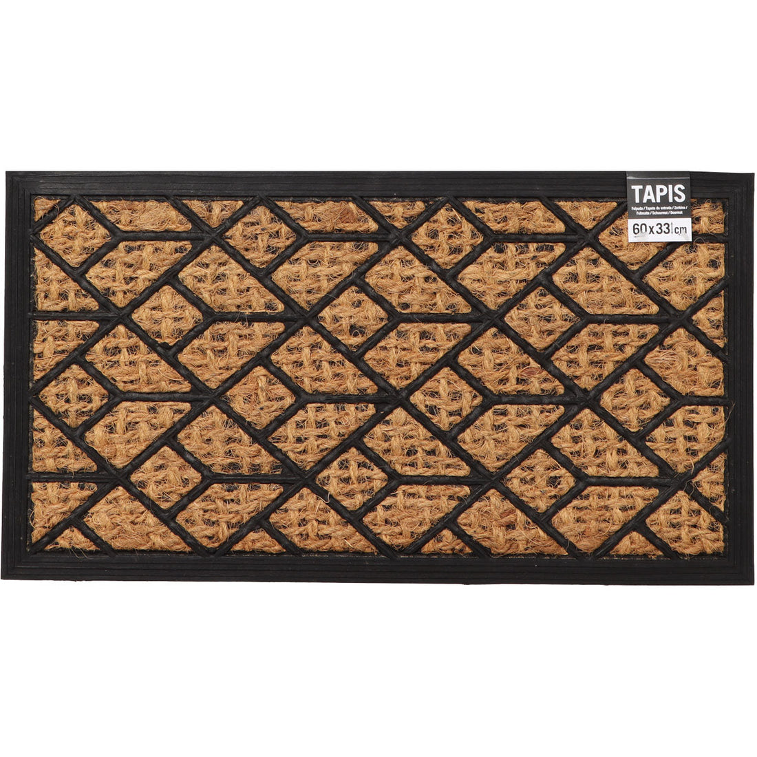 Preș Intrare Exterior Împletit 33X60CM Coco/Cauciuc - Squares