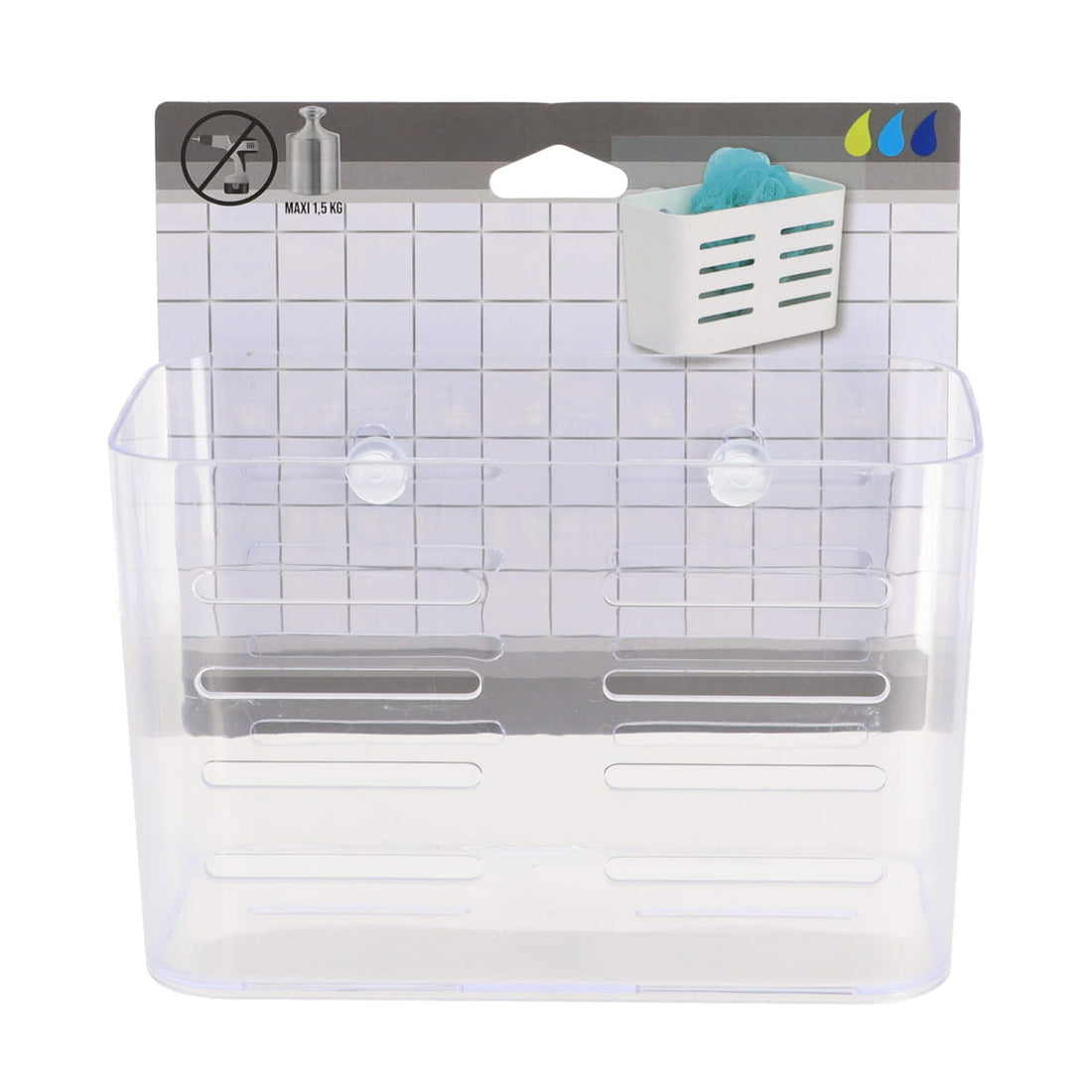 Organizator Rectangular Mare din PS cu Ventuze - Transparent