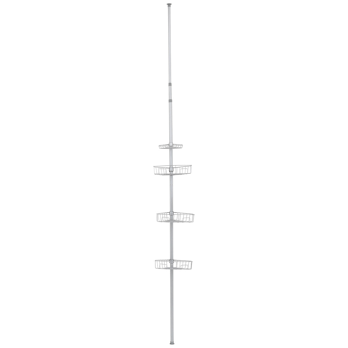 Coloană Telescopică din Metal Vopsit cu 4 Rafturi h289 CM- Gri