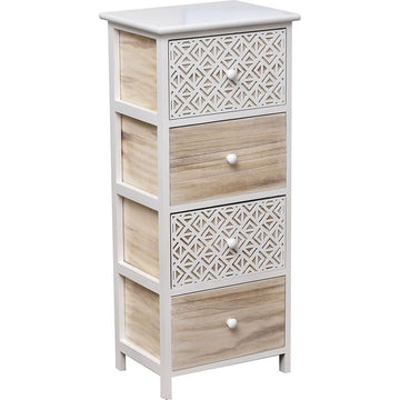 Mobilier din Paulownia - 4 Sertare cu Mânere din Metal - Alb/Gri