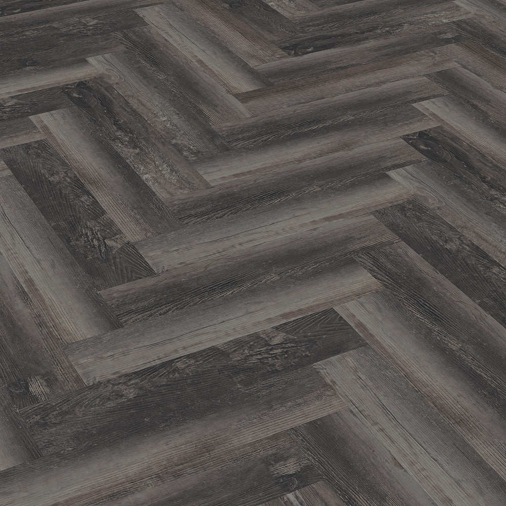 Parchet LVT Texturat Herringbone 3 mm Smoked Pine Black - W55