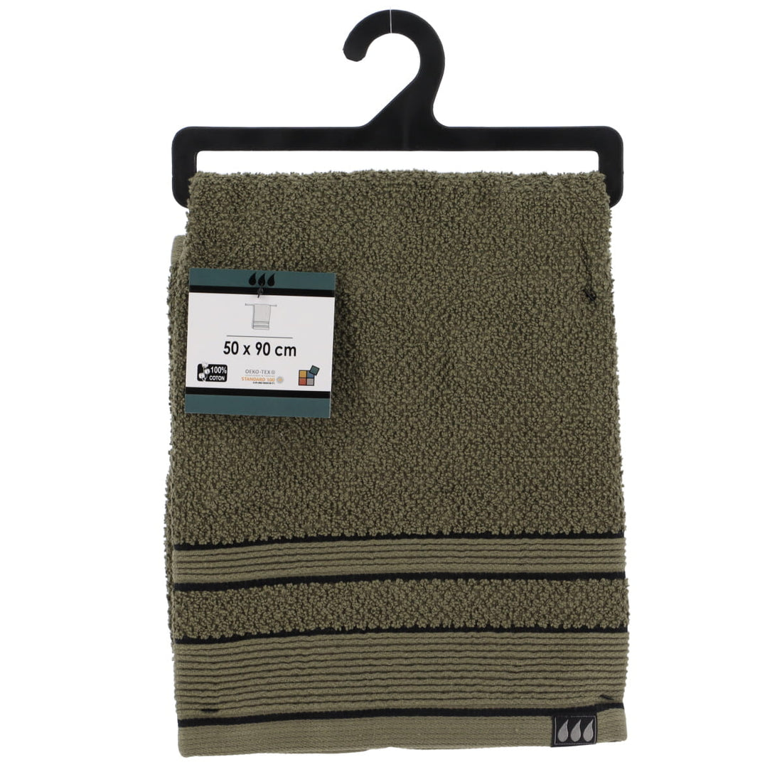 Prosop 50x90 cm 100% Bumbac - Khaki/Negru