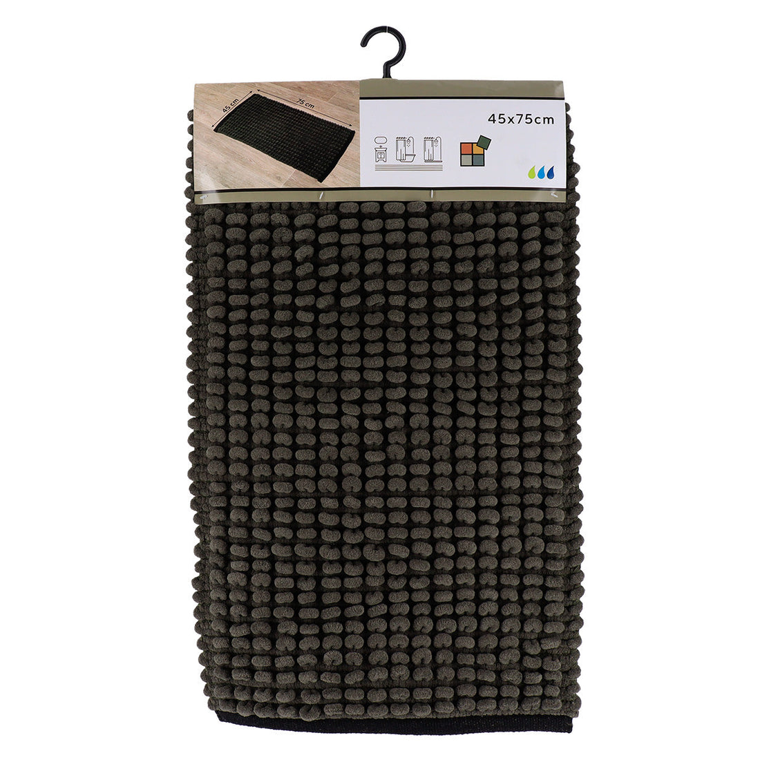 Covoraș Bicolor din Bumbac 45x75 CM - Khaki/Negru